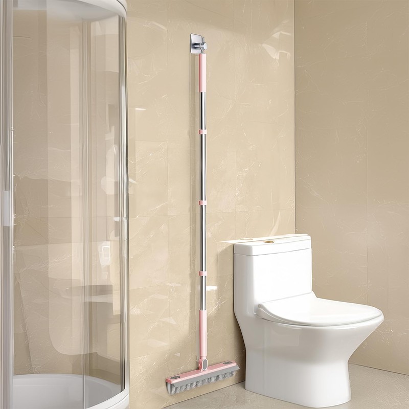 KZKR Floor Scrub Brush With Squeegee, Grout Brush With Telescopic