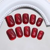 Cat Eye Press on Nails Short Square Fake Nails Red