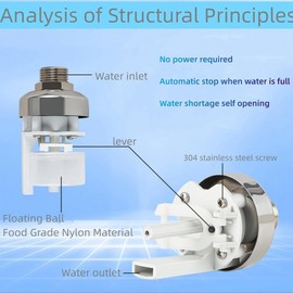 Byttlerom 2 Pack 1/2inch 3/4inch Auto Fill Shut Off Water Tank Float Valve, 304 Stainless Steel Water Level Control Valve