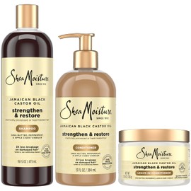 Shea Moisture Jamaican Black Castor Oil Combination Pack â€" Strengthen, Grow & Restore System â€" 16.3 oz Shampoo, 13 oz. Conditioner & 16 oz. Leave-In Conditioner