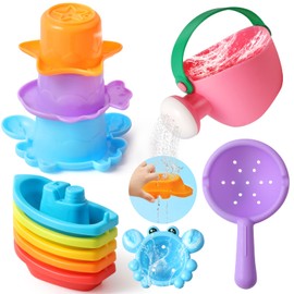 Baby Bath Toys for Kids Ages 1-3, 10 PCS Water Table Toys for Toddlers 1-3-Bathtub Shower Floating Water Toys Swimming Pool Beach Toy for 6 Months Up Boy Girl Gifts (Color Random)
