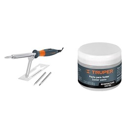 Truper CAU-100D, Cautín, tipo lápiz de 100 W, dual, industrial  Truper PASO-60, Pasta para soldar, base de petrolato, 60 gramos                       