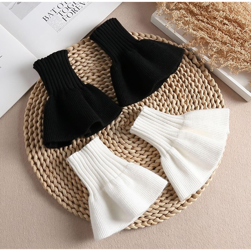 SUZALA Removable Wrist Cuffs False Sleeves for Women Teens, Knitting-White