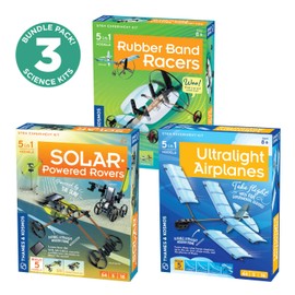 Thames & Kosmos Fun, Educational Engineering 3-Pack Bundle | Ultralight Airplanes, Rubber Band Racers, Solar-Powered Rovers | Learn About The Physics of Flight, Energy Conversion & Solar Energy
