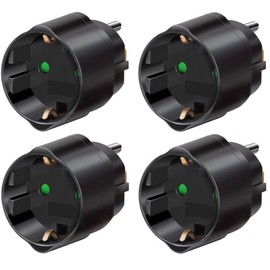 Set of 4 Brennenstuhl earthing contact travel adapters - USA/J (15A, 250V) (set of 4, black USA)