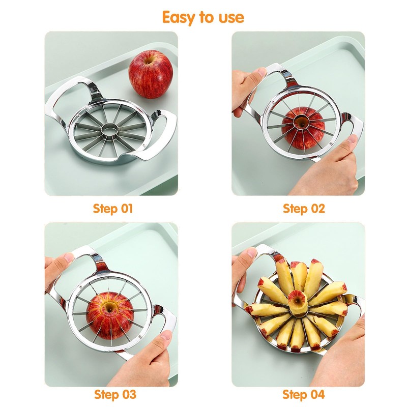JVHLOV Stainless Steel Apple Slicer, Apple Corer Slicer, Fruit Cutter,