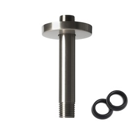 6 Inch Shower Arm with Flange, Ceiling Mounted Shower Head Extension Arm, 1/2 NPT Straight Arm for Rain Shower Head, Stainless Steel Shower Head Extension Replacement Pipe Arm, Brushed Nickel