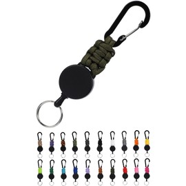 SasuGadget Retractable Keychain, Compact & Durable Key Reel with Carabiner, Strong Metal Wire for Keys, Badges, Card Holder, Fishing, and Kids’ Use, armygre