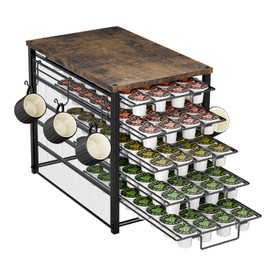 Simple Trending 5 Tier Coffee Pod Holder for K Cup, 160 Pod Pack Capacity Rack, Wood, Black