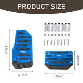 DYEKNEE 2 PCS Car Brake + Throttle Foot Pedals Kit, No Drilling Required Alloy Sports Decoration, Upgraded Anti-Slip Rubber Strip Foot Pedal Cover, Universal for Automatic Transmission Cars (Blue)