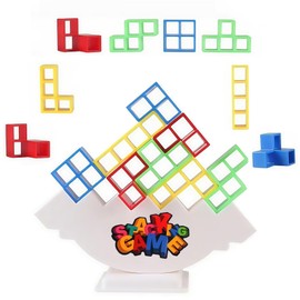 48-Piece Tetra Tower Balance Stack Attack Game, Balance Challenge Tower for 2+ Players, Family Party & Travel Games, Perfect for Kids & Adults Team Building Blocks Game