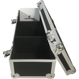 CheckOutStore (1) Aluminum Heavy Duty 7" 45 RPM Vinyl Record Album Storage Box (Black/Holds 300 Records)