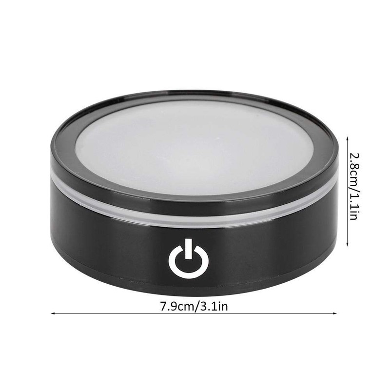 3D Crystal LED Light Base Black Flat Touch Multi Mode