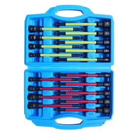 PANOVOS 18Pcs Magnetic Nut Driver Set,Impact Power Hex Extra Long Nut Driver Drill Bit Master Kit | SAE & Metric | 1/4 Inch Hex Shank | Cr-V Steel