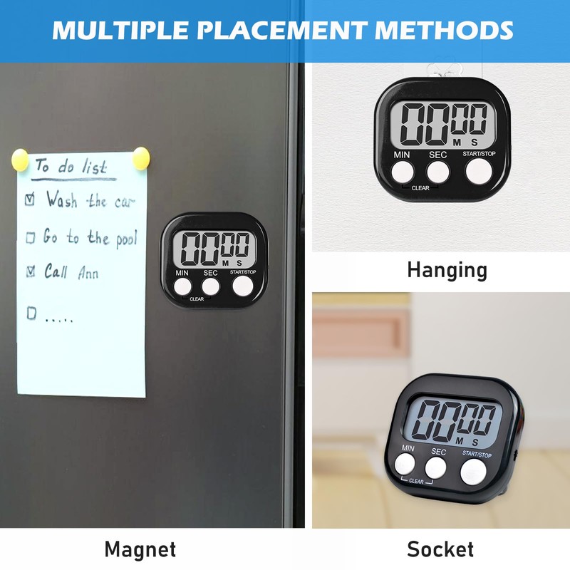 Pack of 6 Digital Kitchen Timer, Digital Timer, Digital Kitchen