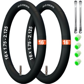16 х 1.75-2.125 Inner Tube Pram, Children's Bicycle and Bicycle Trailer 16 Inch 16 x 1.75/1.95/2.125 with Car Valve 22 mm Includes 2 Mounting Levers Pack of 2 Compatible with 16 Inches