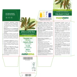 Rustyback Fern (Ceterach officinarum or Asplenium Ceterach) Leaves NATURALMA | 150 g | 300 Tablets of 500 mg | Food Supplement | Natural and Vegan