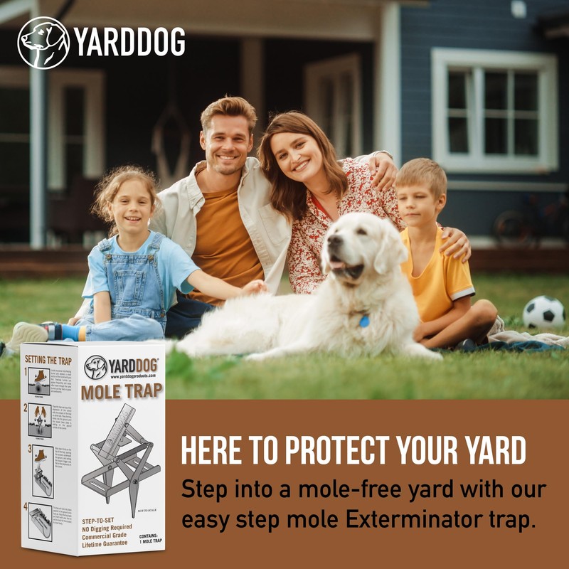 YARDDOG Mole Trap - Step-to-Set Scissor Style, Commercial Grade Durable