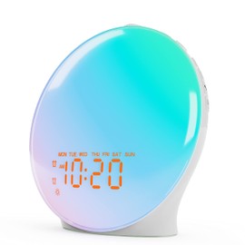 JALL Wake Up Light Sunrise Alarm Clock for Bedroom, 17 Nightlights, Sound Machine with 5W Bluetooth Speaker, 25 Soothing Sounds, SleepTimer, Dual Alarms, FM Radio, Ideal Gift for Baby, Kids, Adults, Senior