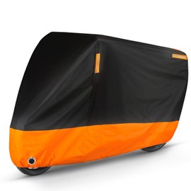 Puroma Motorcycle Cover Heavy Duty Scooter Cover Waterproof Outdoor All Season Universal Weather Quality Protection with Night Reflective, Lock Hole and Storage Bag Fits up to 86.6" Motorcycle Vehicle