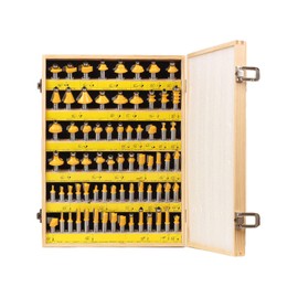 Yonico Router Bit Set Professional Carbide Tipped 70 Bit 1/2-Inch Shank 17702 - Large Assortment, Straight, Edge Forming, Dovetail, Grooving, Flush Trim Fresas de Router para Madera