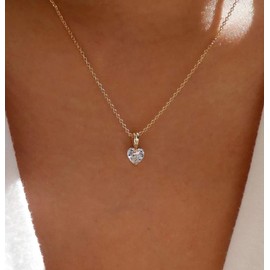 Daisy Philip Crystal Heart Necklace - Gold Plated with Crystal