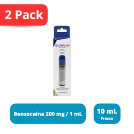 Quimikan Benzocaína 200 mg/1 mL Solución Tópica Bucal | Alivio de Dolor por Aftas y Úlceras Bucales | Uso Oral Local | Presentación 2 Pack | Laborator