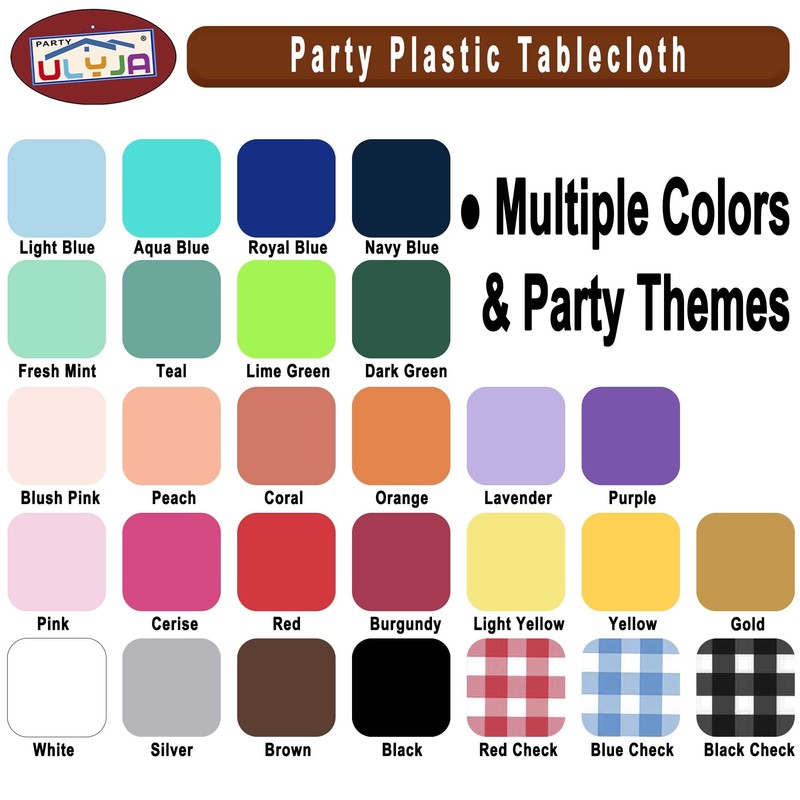 PARTY ULYJA Light Yellow Tablecloths Plastic 3-Pack Premium 54 Inches
