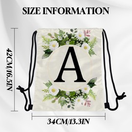 Zewurtuw Initial Letter Drawstring Backpack String Sports Gym Bags Waterproof Sackpack Cute for Men Women Beach (13"×17") (Letter-A)