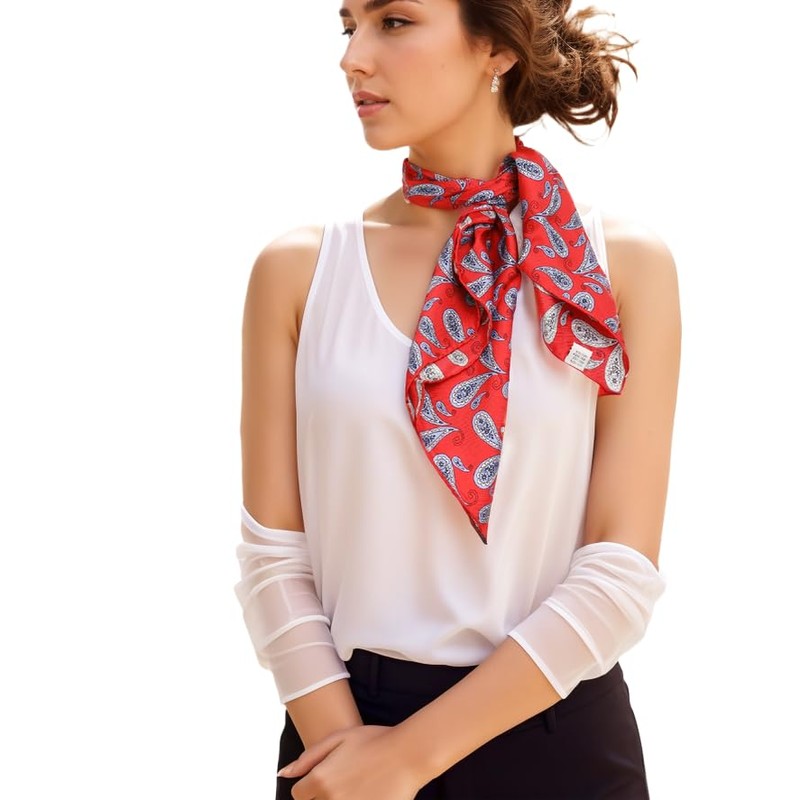 Prettystern 100% Silk Women's Men's Paisley Silk Scarf Summer Silk