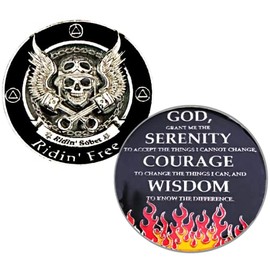 AA "Ridin' Sober Ridin' Free" Medallion, Alcoholics Anonymous Chip, Recovery Coin, Biker Token