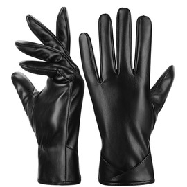 Aegend 100% Velvet Linning PU Leather Gloves for Women, Super Soft Warm Lining Full Hand Touchscreen Anti-Slip Thermal in Winter, Small