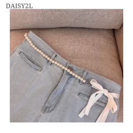 DAISY2L Fenin Pearl Ribbon Layered Belt 1ea, Color:Black