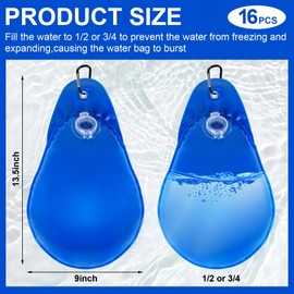 8 Pack Pool Cover Weights with Hooks, Thick PVC Pool Cover Water Bags, Antifreezing Winter Pool Tarp Weights for Swimming Pools Above Ground (8)