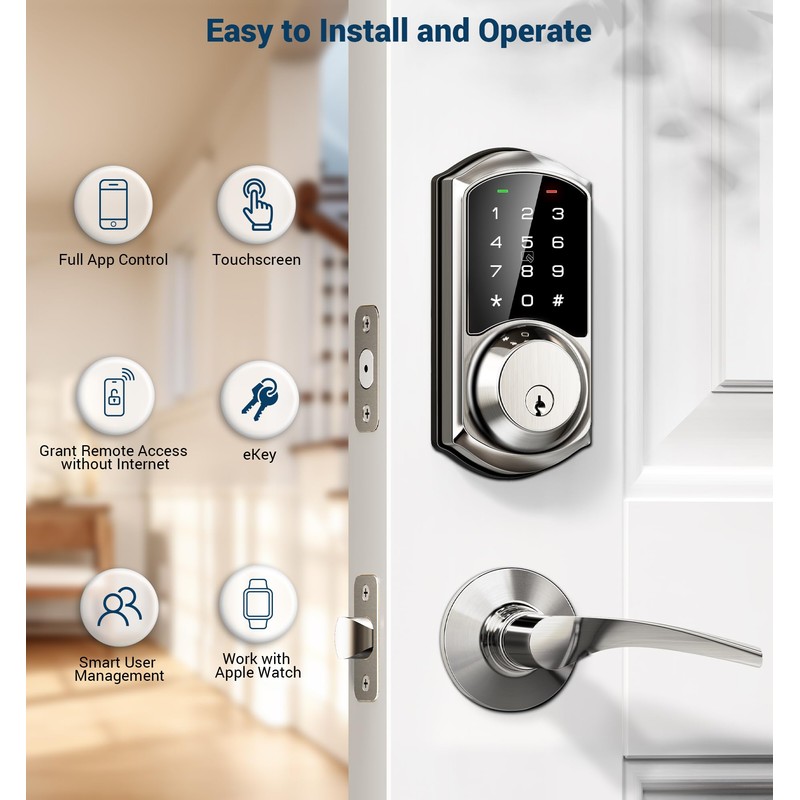 Veise VE06 Smart Deadbolt with App Control, Keyless Entry Smart