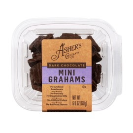 Asher's Chocolates Company, Chocolate Covered Graham Cracker Minis, Made From the Finest Kosher Chocolate, Small Batches, Family Owned Since 1892 (6 oz, Dark Chocolate)