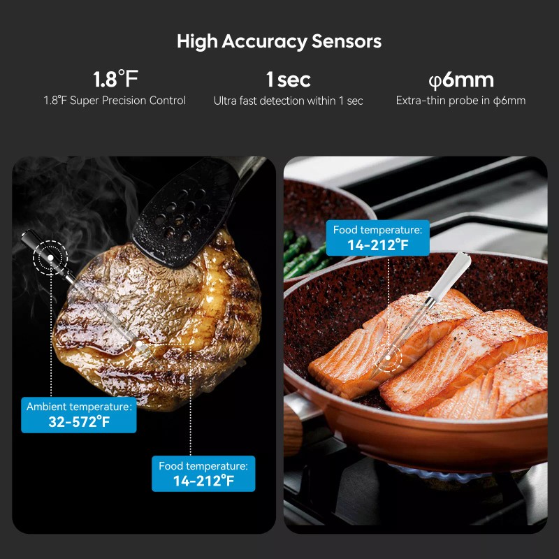 Tempwise Truly Wireless Cooking Meat Thermometer 5G WiFi Long/Short Probe