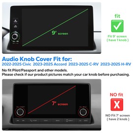Polodunn Accessories for Honda Civic 2022-2025 & CRV/HRV/Accord/Acura Ingetra 2023-2025 with 9" inch Screen - 1pcs Audio Volume Aluminum Alloy Knob Cover Trims (Blue, for 9-inch Screen)