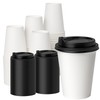 YEEHAW 100 Pack 12oz Coffee Cups with Lids, White Disposable