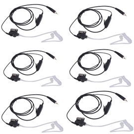Pdflie clp 1010e 1080e Air Tube Earpiece Ear Piece Radio Airtube Surveillance Headset with Ptt Mic Compatible for Motorola Walkie Talkies clp-e clp1010e clp1080e(Black, Wired, 6 Pack)