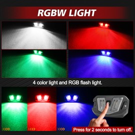 LTEODCHEW V-Pro LED UTV Dome Light RGBW, 12V Car Interior Light W/Switch Roll Bar Cage Mount Led Truck Bed Lights for UTV Polaris RZR Ranger Can-Am Kawasaki Pioneer Talon ATV Car SXS Truck