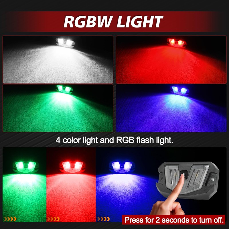 LTEODCHEW V-Pro LED UTV Dome Light RGBW, 12V Car Interior