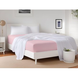 LivinEase Brushed Microfiber Pink King Size Fitted Sheets - Premium Quality 100 GSM Soft, Comfortable, and Durable - Deep 30 cm Pockets - Easy Care & Hypoallergenic (150 x 200 + 30 cm)