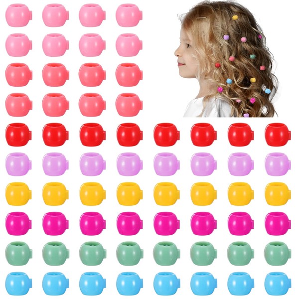 50 Pieces Plastic Hair Clips Mini Beads Hair Clips Small Colorful Hair Clips Round Rainbow Non-Slip Hair Pins for Girls and Women