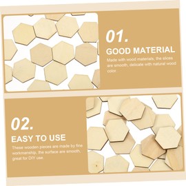 Levemolo 100pcs Hexagon Shape Wood Slices DIY Craft Material Smooth Unfinished Pieces for Home Decor and Creative Projects for Art and Imagination