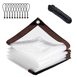 Clear-Tarps-5x7-Feet, Waterproof Tarps Outdoor Patio PE Windproof Thin Cover with Rustproof Grommets for Balcony Tent Cover Gardening Chicken Coop Canvas Painters Drop Cloth-5x7FT