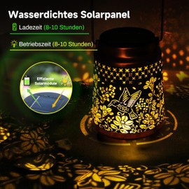 Solar Lantern for Outdoors, Solar Lights for Outdoor Hanging, IP65 Metal Solar Lanterns for Outdoor Use, Waterproof, Ideal for the Patio as well as for Decorating Garden and Balcony Outdoor Light