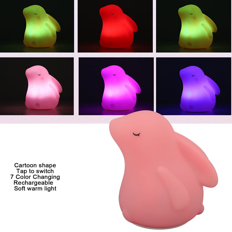 Baby Rabbit Night Light USB Rechargeable 7 Color Changing Toddler
