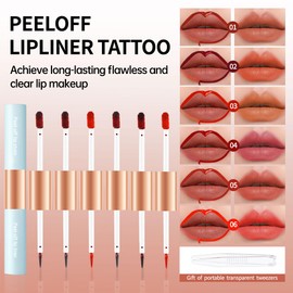WAJJYM 2-In-1 Peel Off Lip Stain Matte Finish Lip Liner Tattoo Peel-off Lip Tint, Long Lasting All Day Lip Masque Waterproof Smudge-proof Transfer-proof Peel Off Lip Makeup, 3#peach