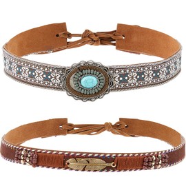 CRASPIRE 2 Style Cowboy Hat Band Handmade Suede Cotton Cord Braided Ethnic Style Western Adjustable Hat Belt Accessories for Fedora Cowboy Straw Western Hat